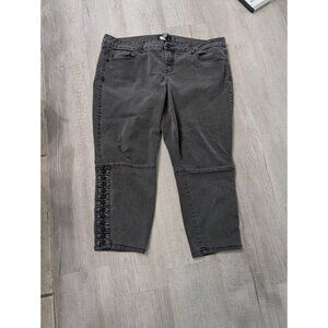 Torrid Pixie Denim Pull-On Pocket Pants Highrise Lace Up Women Sz 22R 41"x23"